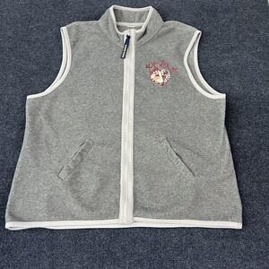 Looney Tunes Taz Fleece Vest Womens Large Zip Up Wild Thing Embroidered Heart